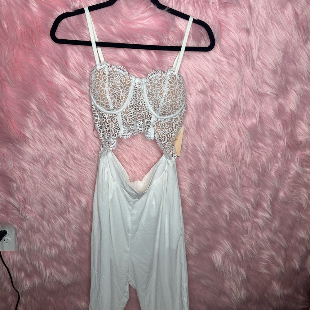 White Lace Bustier Jumpsuit